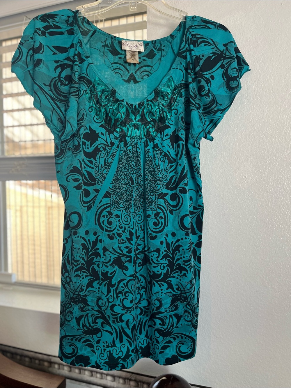 Women’s Teal Floral Print Blouse